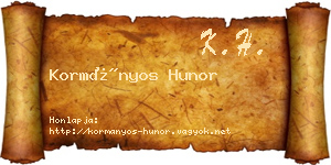 Kormányos Hunor névjegykártya